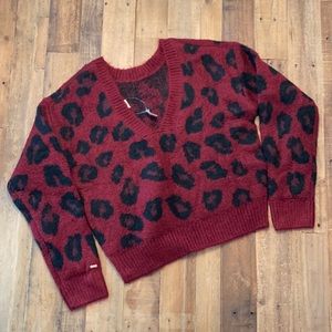 PINK cheetah crop sweater